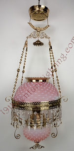 Extremely Rare Miller Hobnail Peach-blow Hanging Lamp