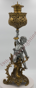 Extremely Rare Surfing Cherub Banquet Lamp