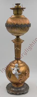 Unusual Cherub Playing a Lyre Banquet Lamp