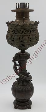 Unusual Bronze Serpent Banquet Lamp